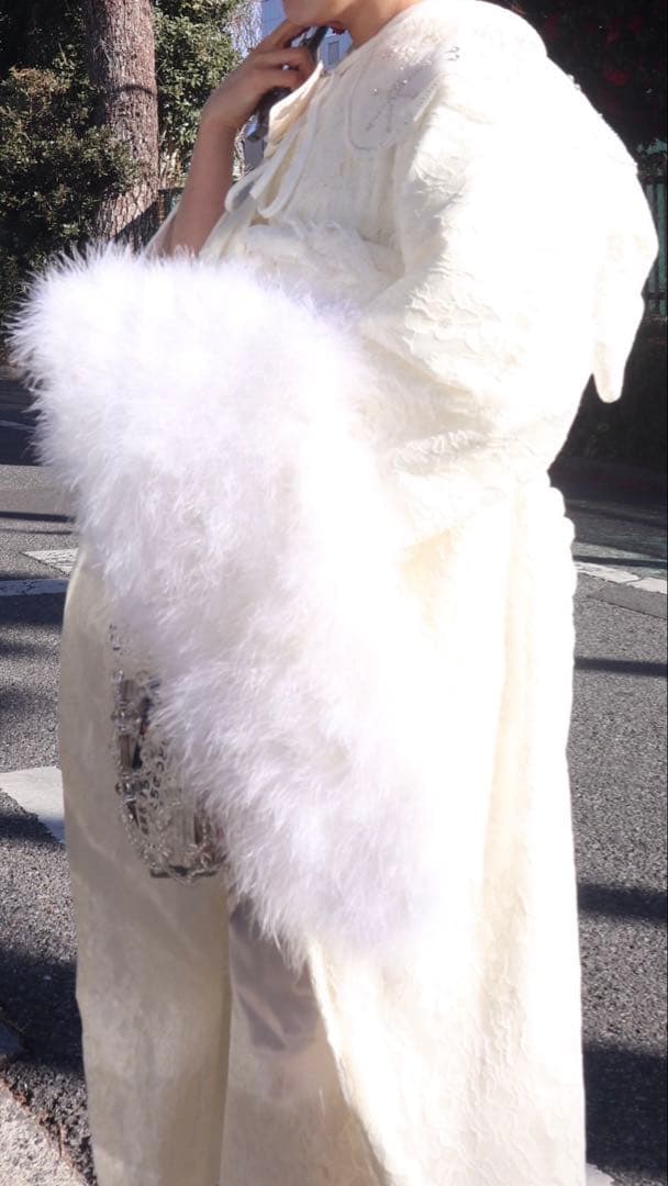 ホワイト振袖 フリル付き 女性用