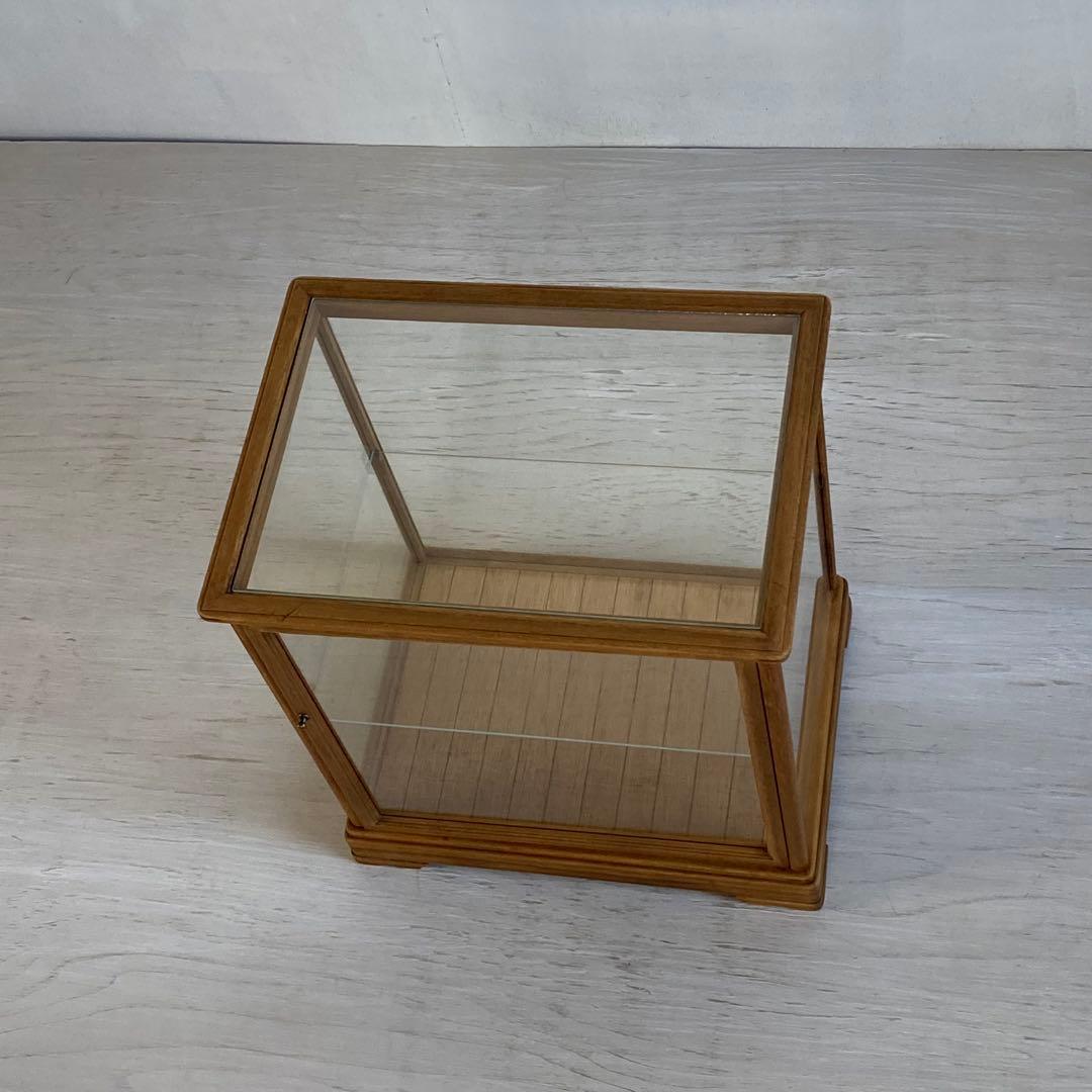 古い木製 ガラスケース 2段 卓上 ショーケース