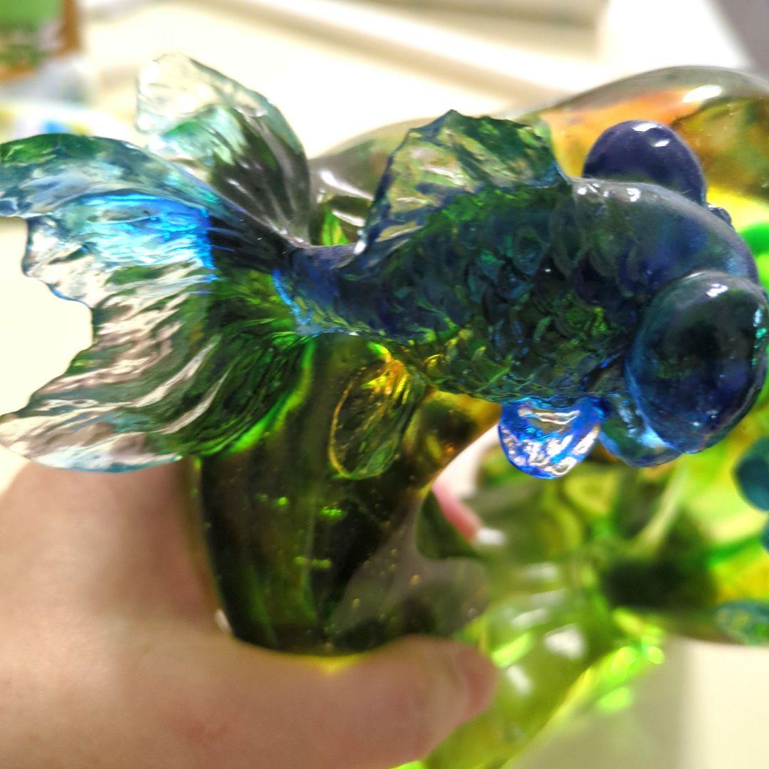 ガラス工芸★泳ぐ金魚の置物
