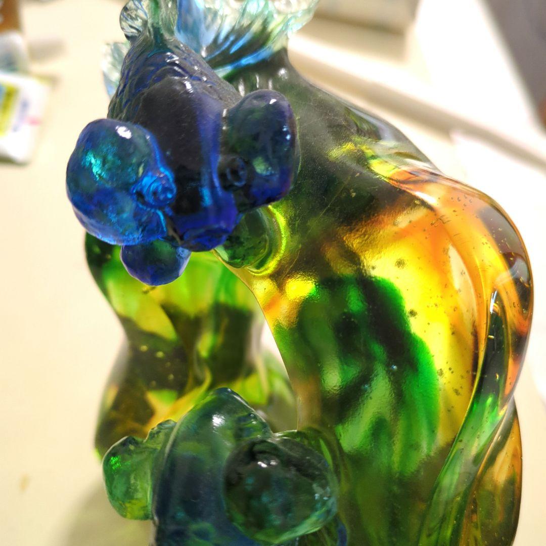 ガラス工芸★泳ぐ金魚の置物