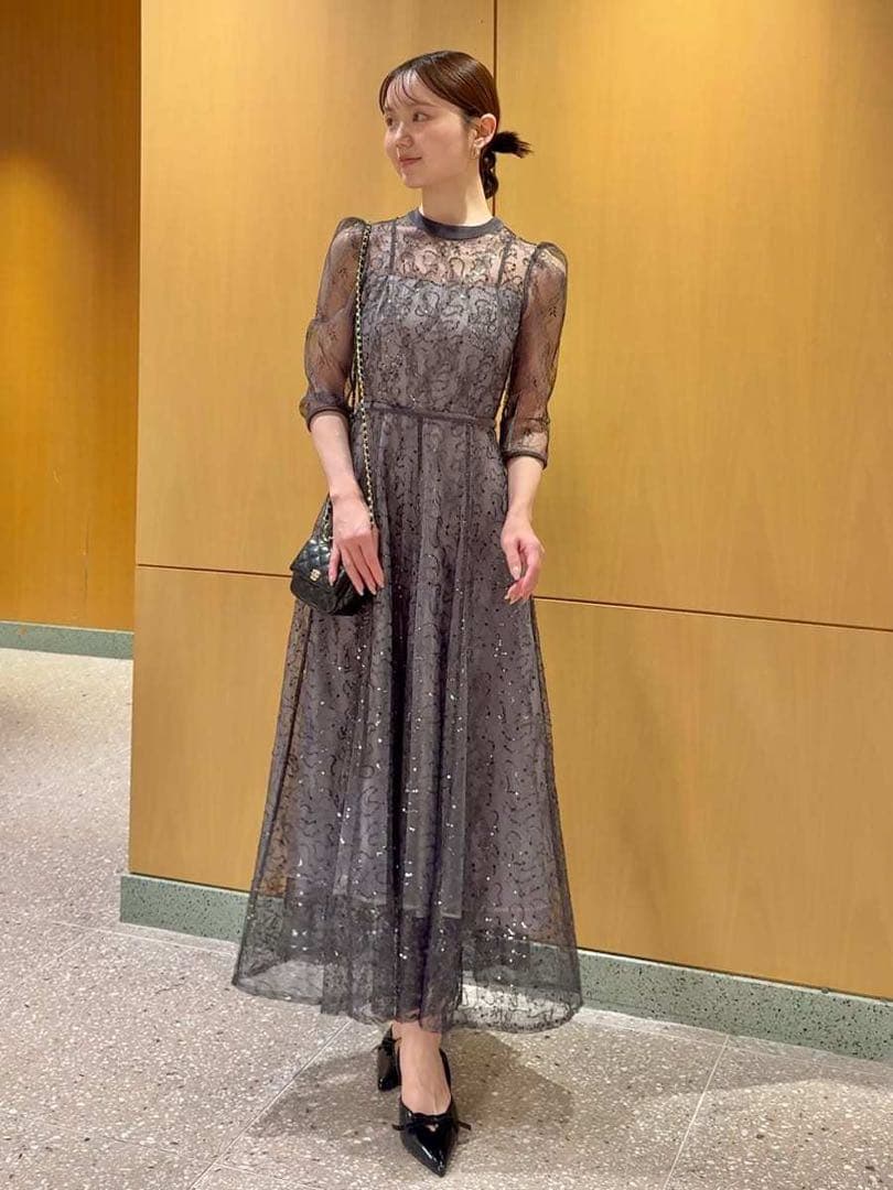 snidel スナイデル　スパークルレースドレス　グレー