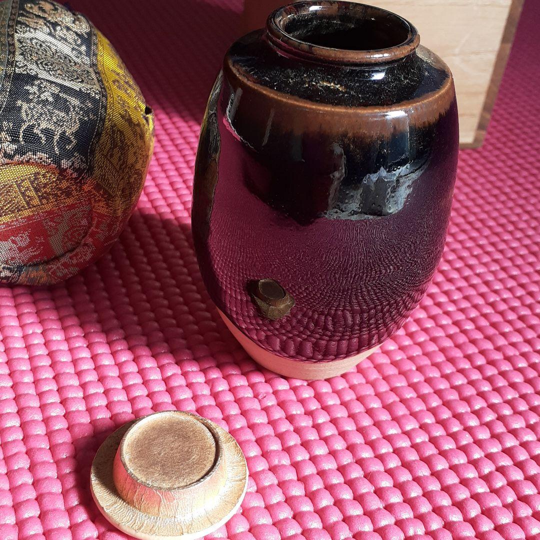 茶道　片よせ茶入れ　桶谷定一作