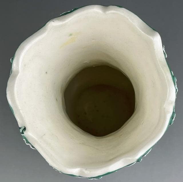 【希少】オールドニッポン 緑地藤紋一陳盛り花瓶 アールヌーボー様式 盛上げ 花器