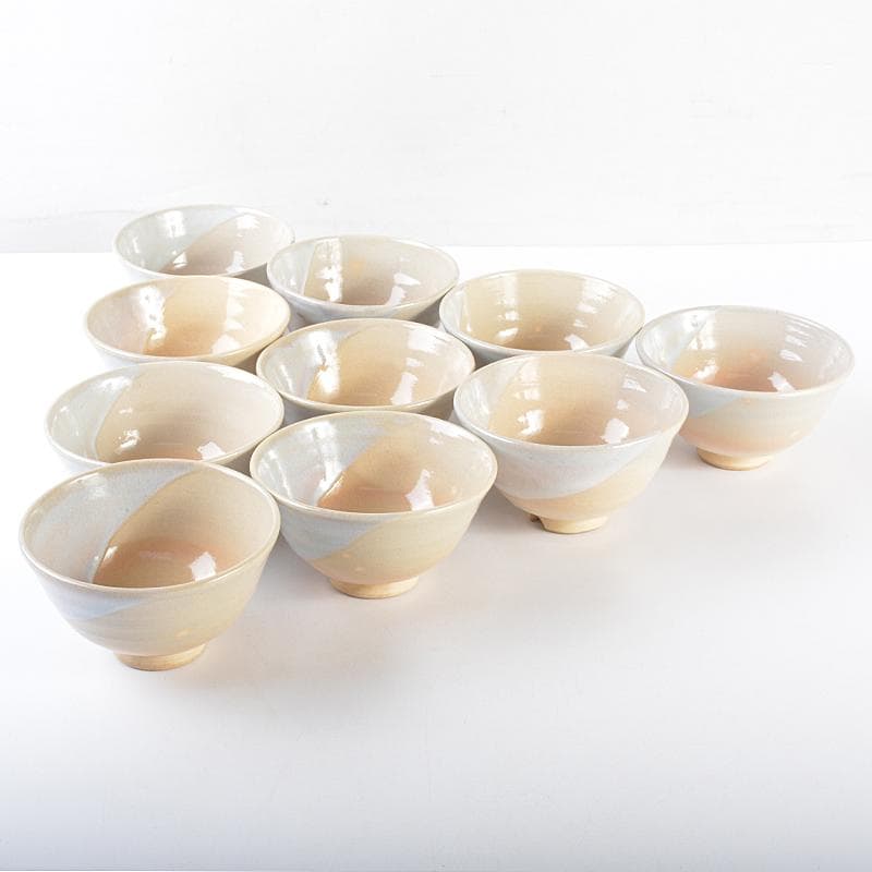 茶道具　萩焼　玉村松月作　数茶碗　十客　共箱　M　R7529B