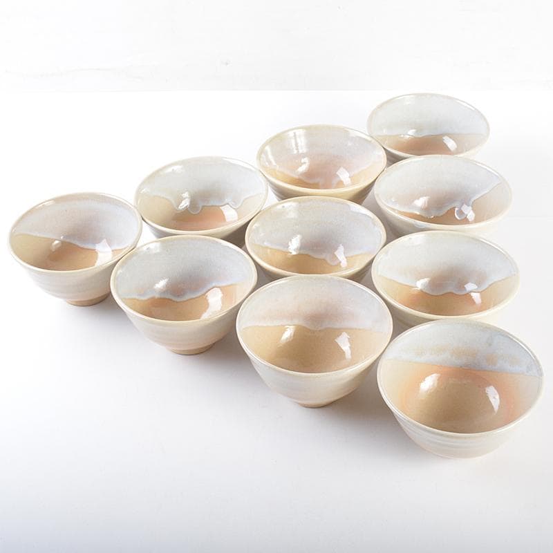 茶道具　萩焼　玉村松月作　数茶碗　十客　共箱　M　R7529B