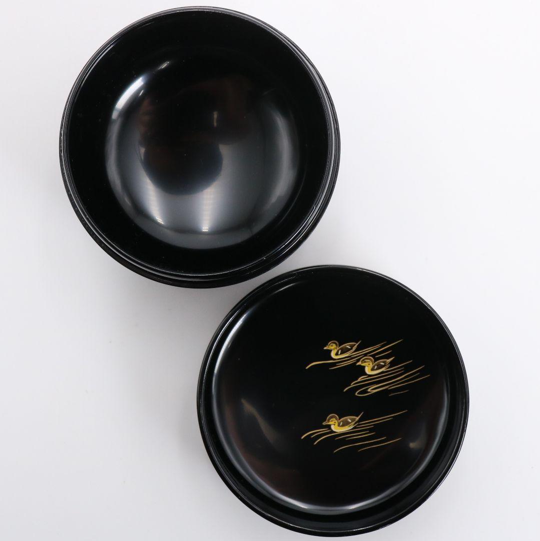 蒔絵師 中林貴山作 日の出 鴛鴦蒔絵 平棗 茶道具 共箱　V869　N6