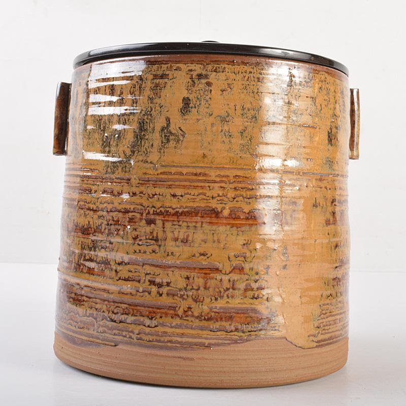 高取焼　亀井味楽造　耳付水指　漆塗蓋付　裏千家十四代淡々斎極箱　M　R7542