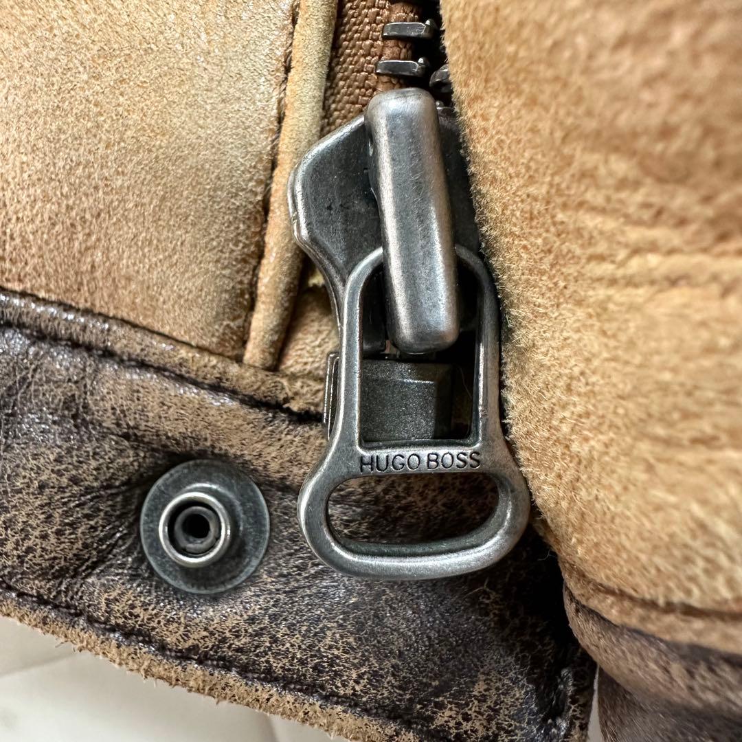 HUGO BOSS ボス【XL相当】ジップアップ 切替 ライダースジャケット