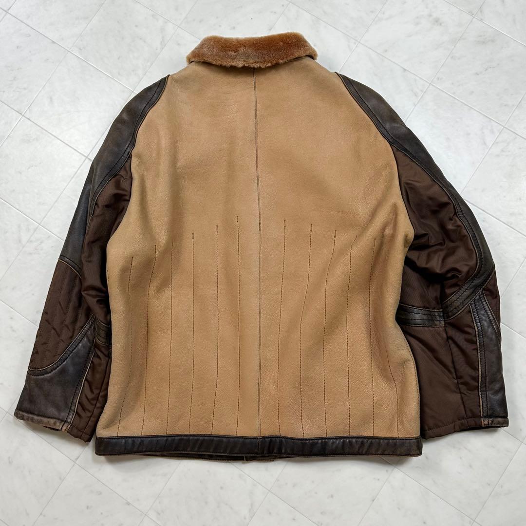 HUGO BOSS ボス【XL相当】ジップアップ 切替 ライダースジャケット