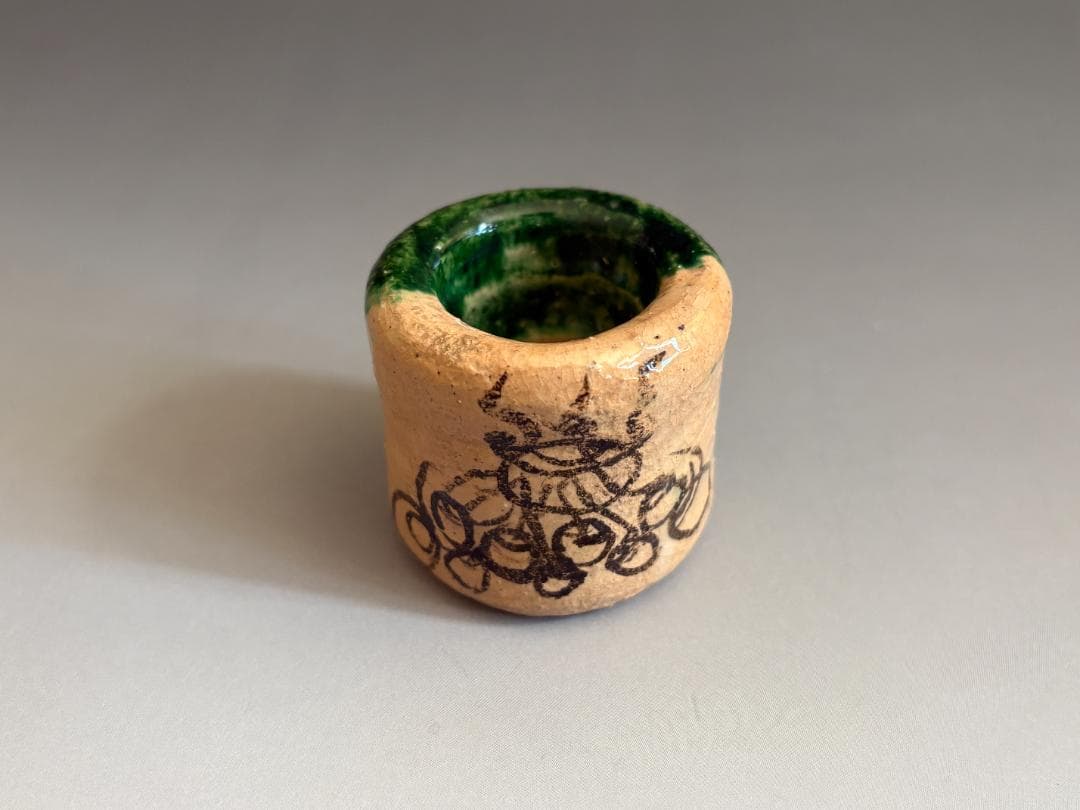 14代楽吉左衛門　覚入　織部釉玉絵　蓋置　久田宗也　尋牛斎書付　茶道具　表千家