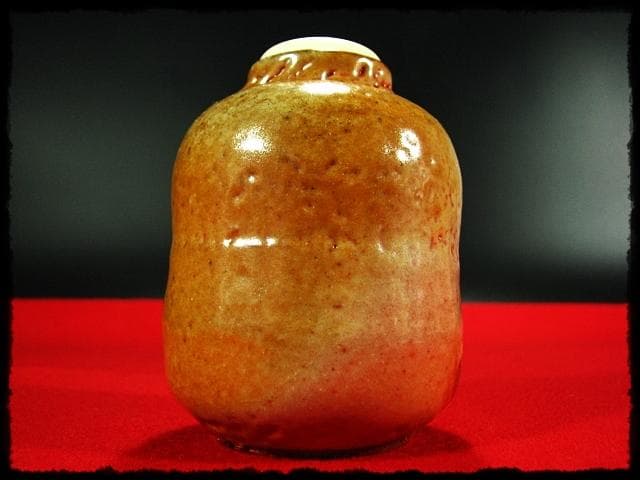 藤原 敬介 恭助 備前 志野 茶入 桃里窯 茶道具 四方桟共箱  b422