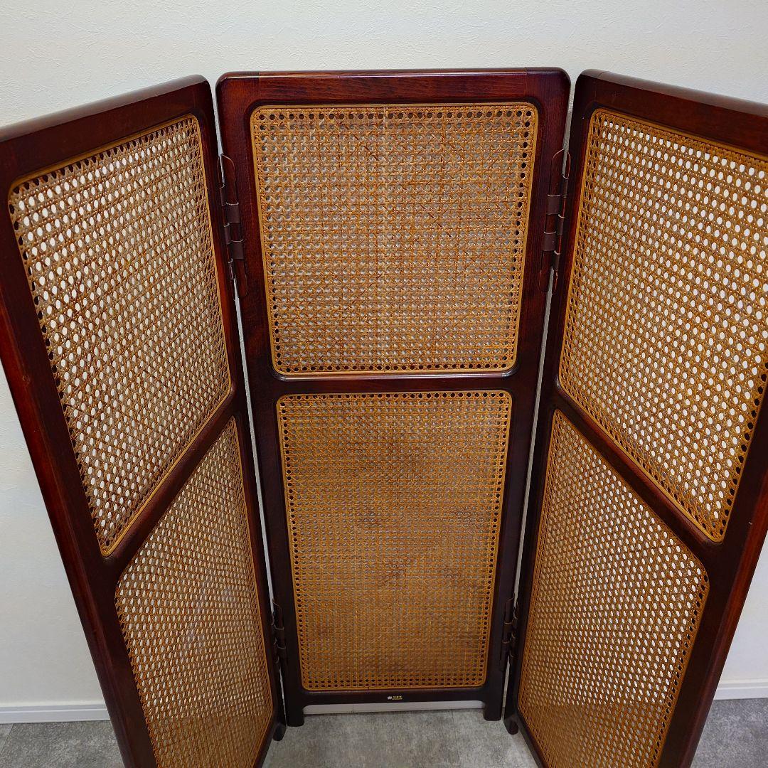 カリモク家具　オールドカリモク　ラタン製のパーテーション