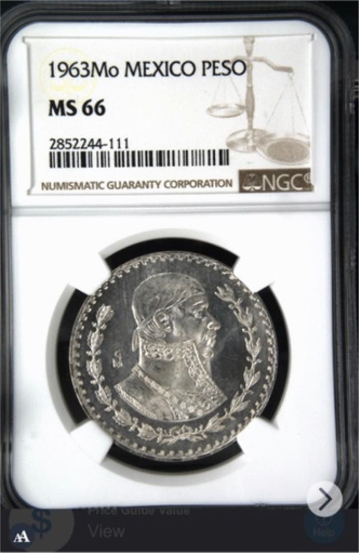 高評価超美品　ngc ms66 メキシコ銀貨