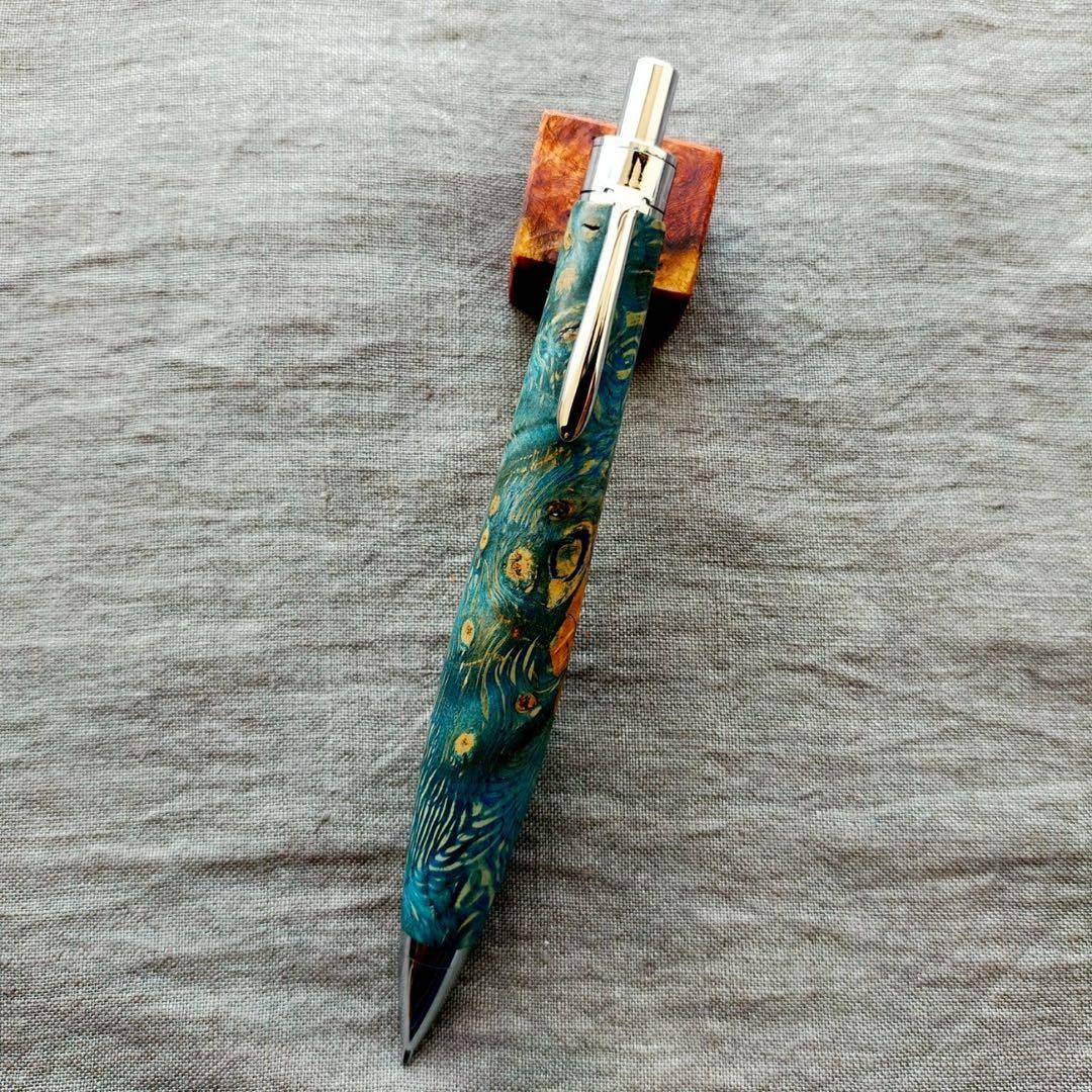 【水鳥】　ハンドメイド　木軸シャープぺン　スタビライズドウッド　0.5mm