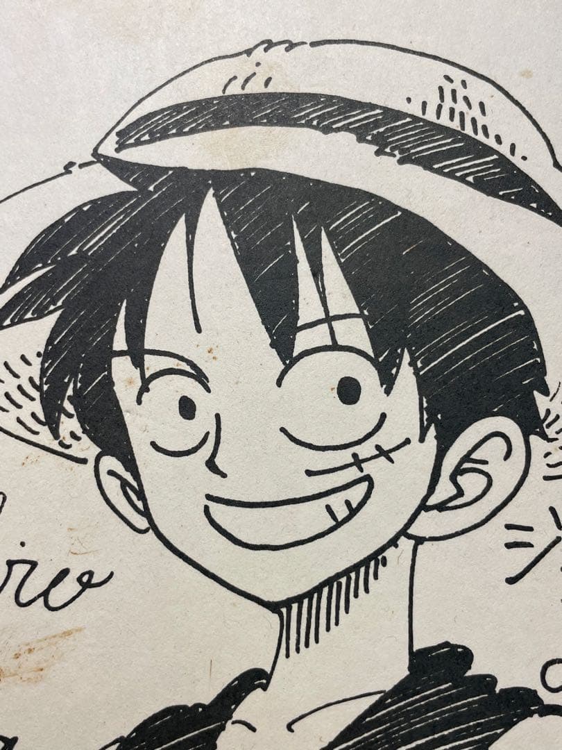 ONEPIECE ワンピース　尾田栄一郎先生 ルフィ　サイン　色紙　希少　美術品