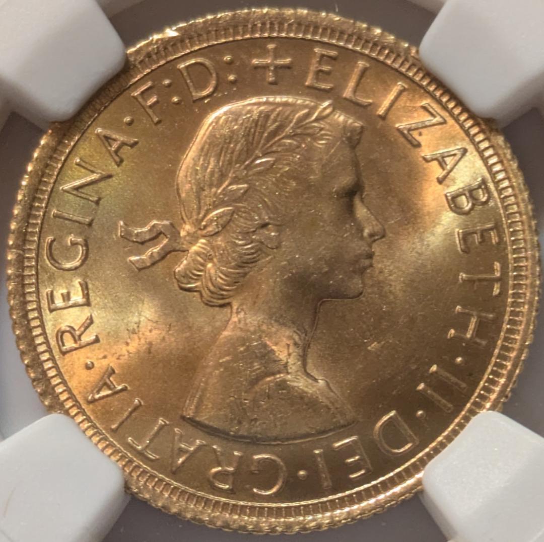 1966 イギリス エリザベス2世 ソブリン 金貨 英国 NGC MS64