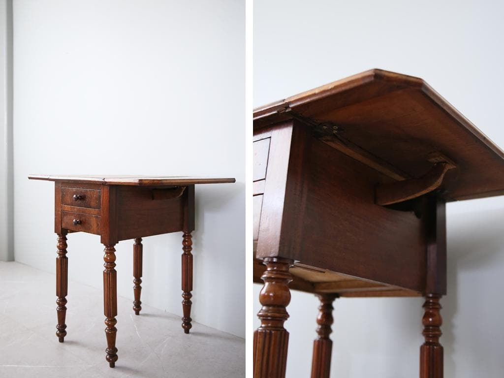 フランスアンティーク木製サイドキャビネット/ナイトテーブル机バタフライ90-67