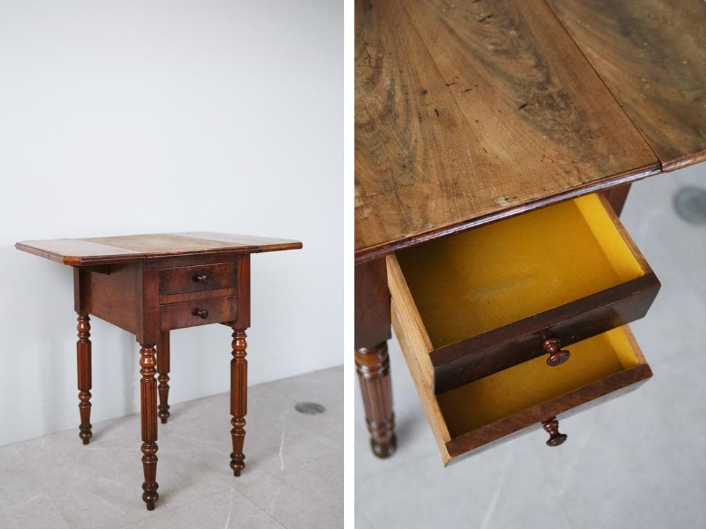 フランスアンティーク木製サイドキャビネット/ナイトテーブル机バタフライ90-67