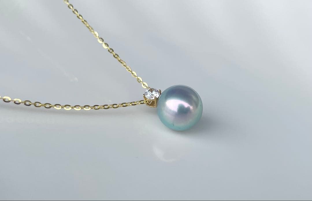 黒蝶真珠 K18ペンダントトップ モアサナイト 奇跡の一粒 南洋パールネックレス