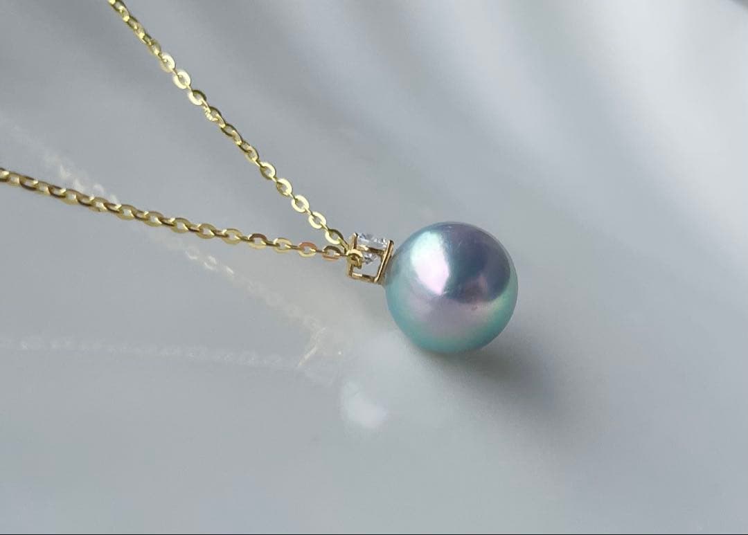 黒蝶真珠 K18ペンダントトップ モアサナイト 奇跡の一粒 南洋パールネックレス