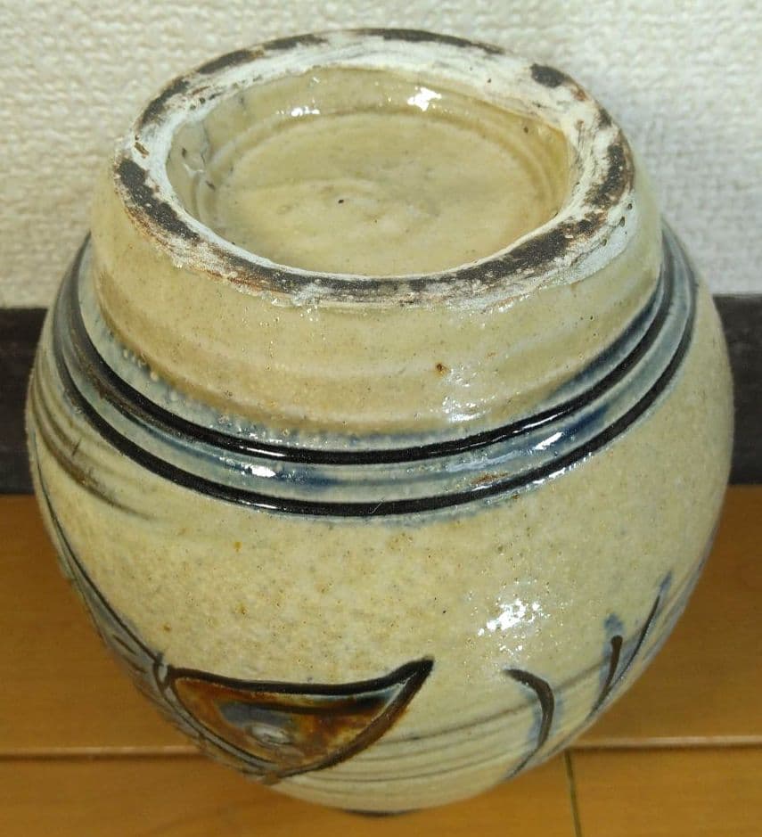 人間国宝 金城次郎 海老魚紋花瓶 栞 共箱 壺屋焼 壷屋焼 やちむん 上作花瓶