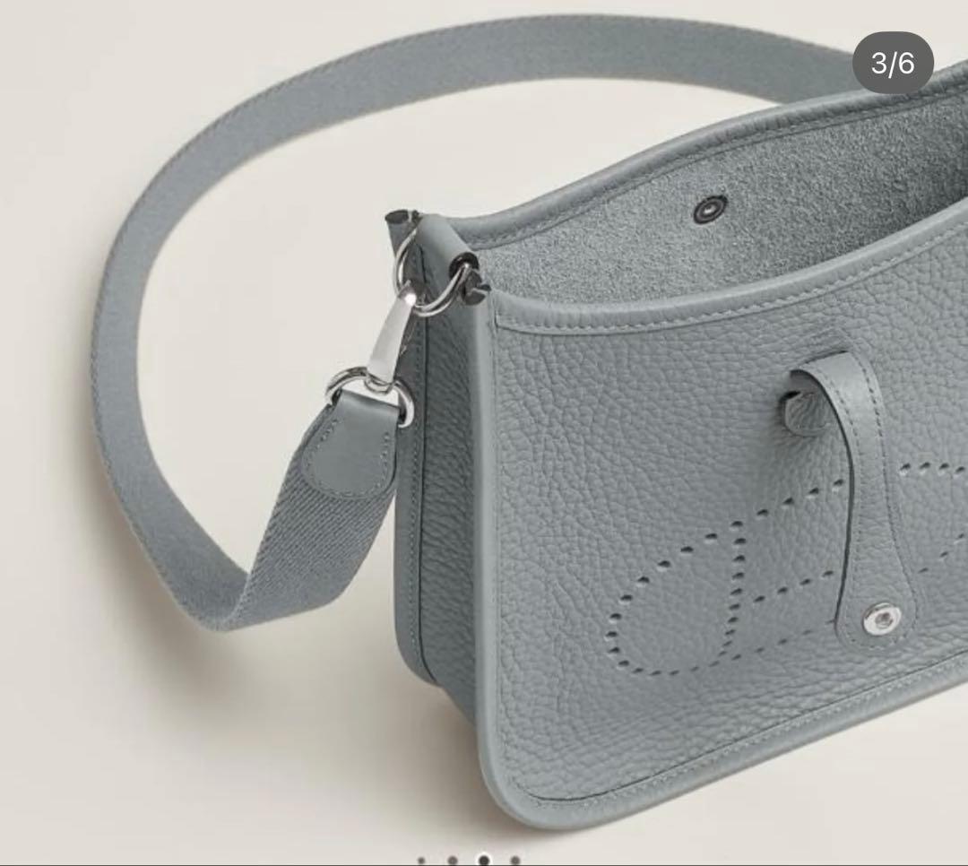 新品 エルメス ミニ エブリン TPM グリパンタン K刻印 グレー系 ミニエブ