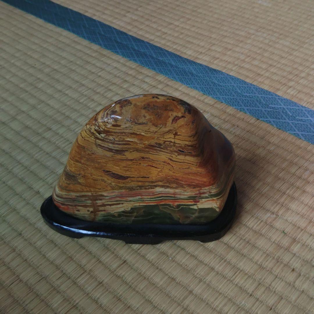 天然石 赤褐色と黄色のストライプ