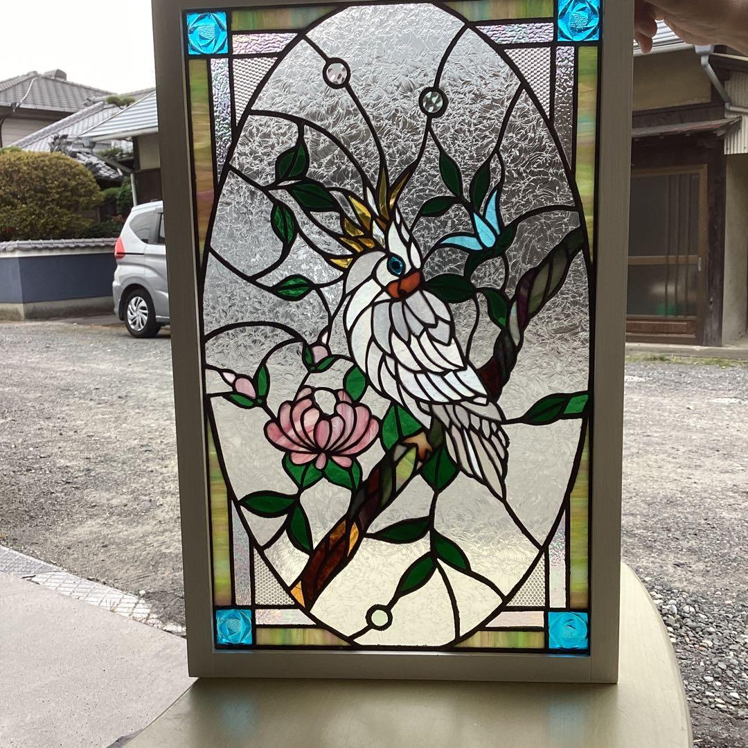 ステンドグラスパネル住宅用ホワイトオーム(1456)篠浦