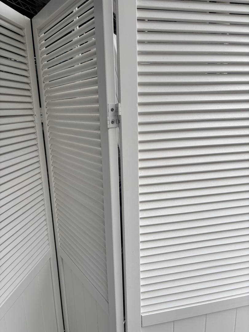 木製 4連　パーテーション 折畳　折り畳み式　高さ160cm 白　ホワイト　姫