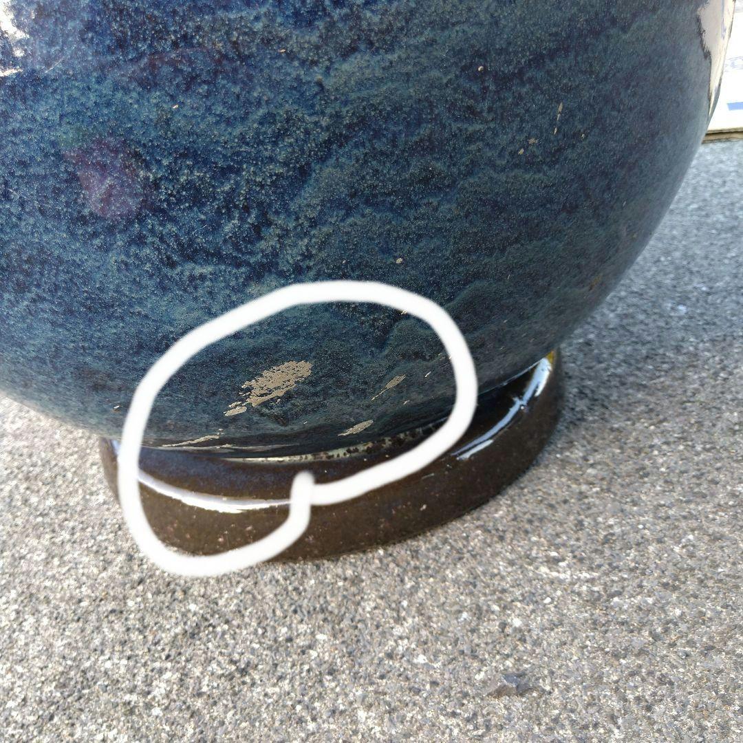 青 ビードロ 火鉢 めだか鉢 金魚鉢