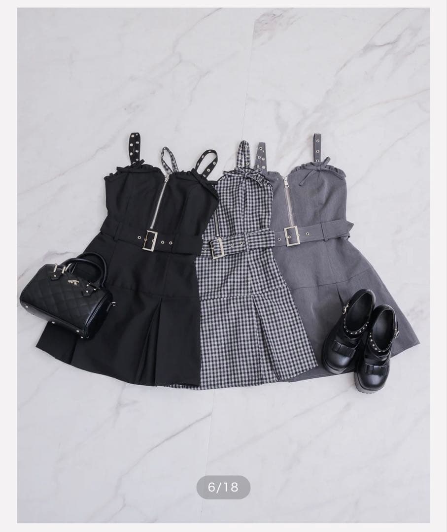 ♡pium フロントファスナージャンパースカート ギンガム