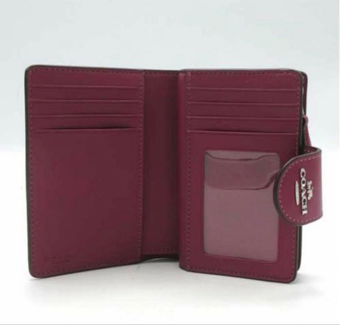 新品未使用 COACH 二つ折り財布 シグネチャー リボン柄 プレゼント 可愛い