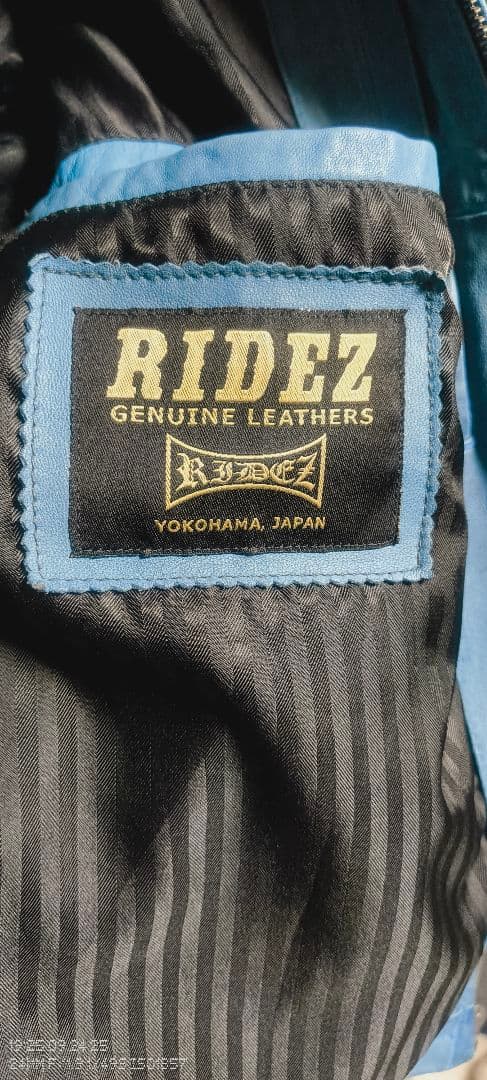 RIDEZ 青色 革ジャン　シープレザー　シングルライダースジャケット