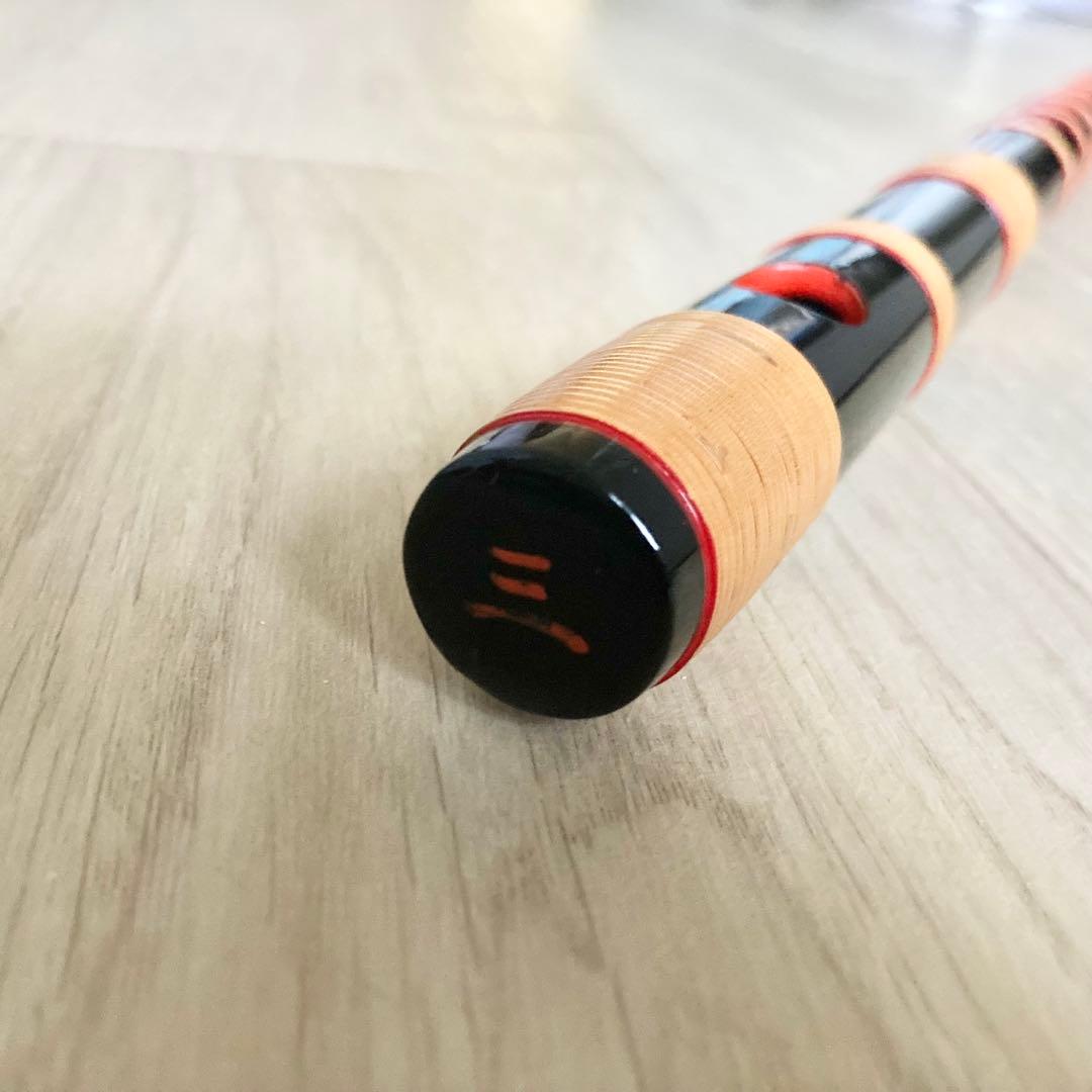 【美品】篠笛 古典調 三本調子 獅子田 大岡紫山 七つ穴 黒塗 籐本重巻