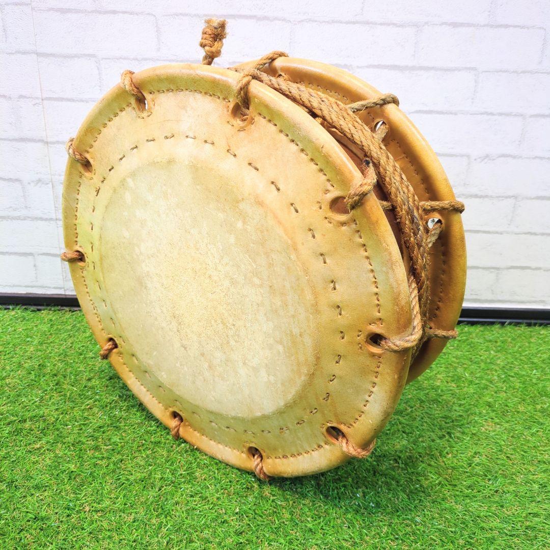 【良品】和太鼓 締太鼓 ケース　バチ付 和楽器　伝統芸能