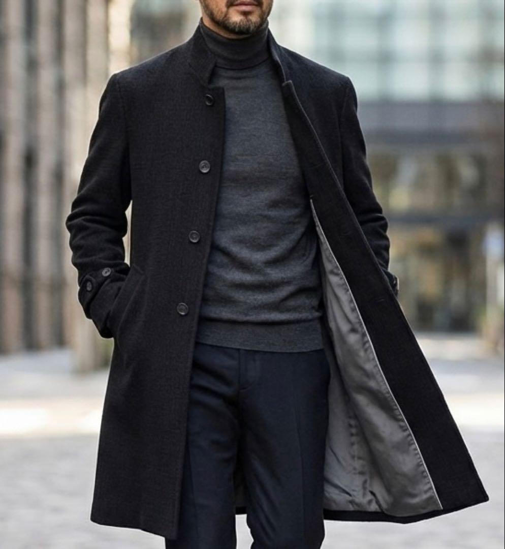 【美品】MEN’S TENORAS スタンドカラーコート L ブラック