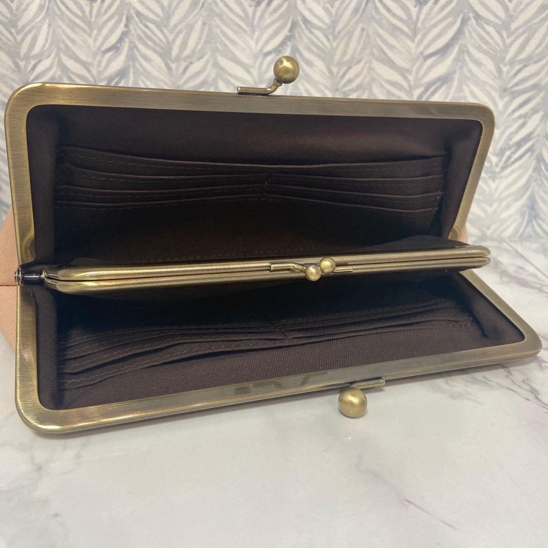 HIROちゃんハンドメイド　牛ヌメ革親子がま口長財布