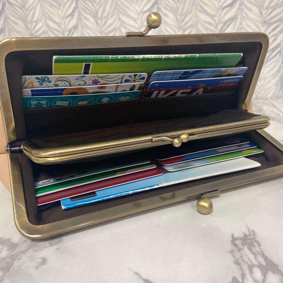 HIROちゃんハンドメイド　牛ヌメ革親子がま口長財布