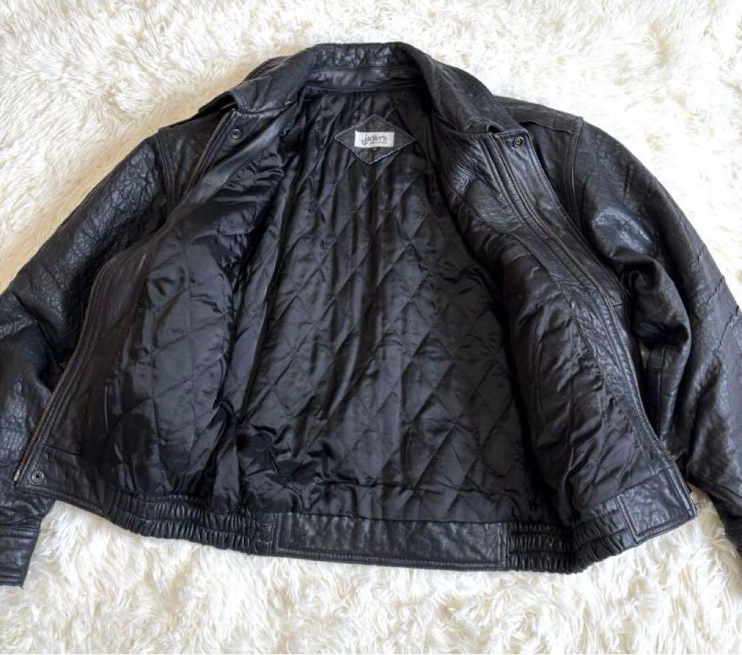 Vintage レザージャケット 　短丈古着 ブラック　M