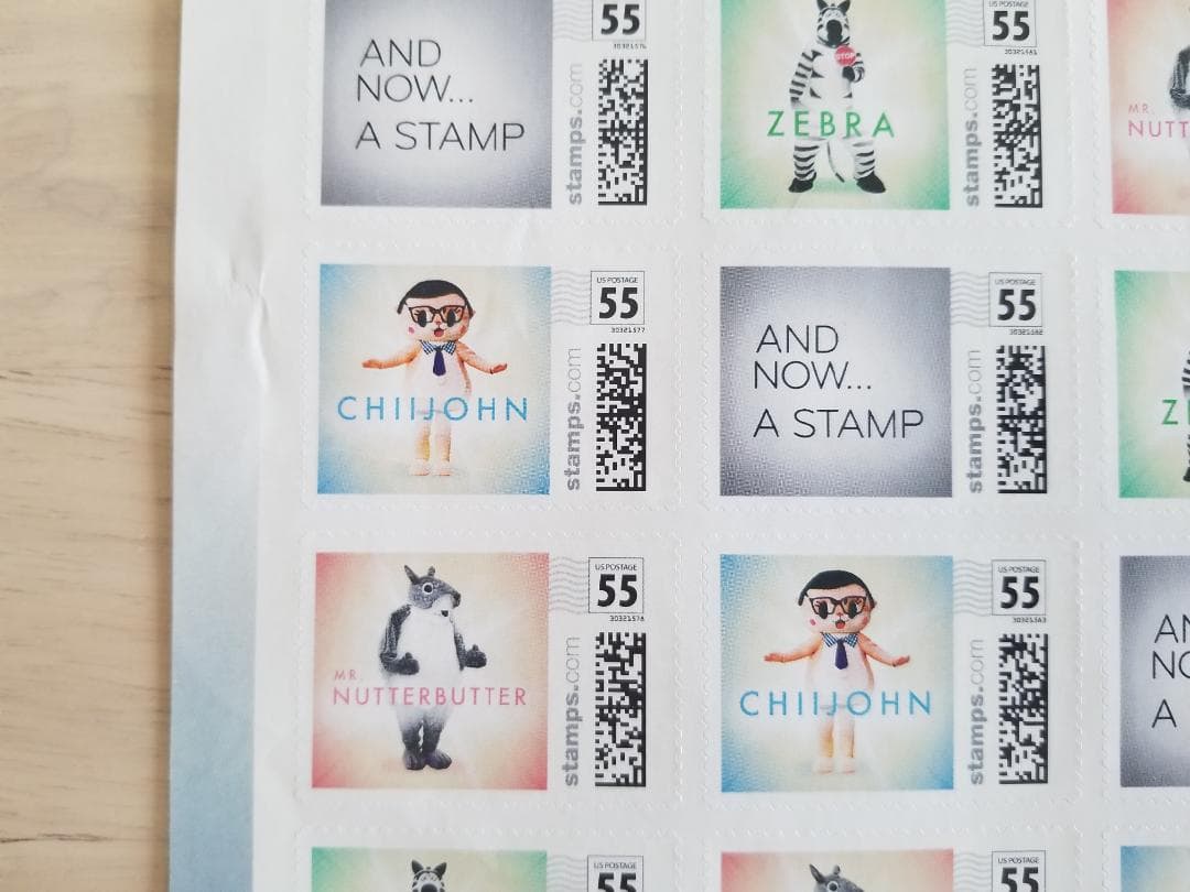 外国切手(未使用)　Zebra Chiijohn 55セント 20枚セット