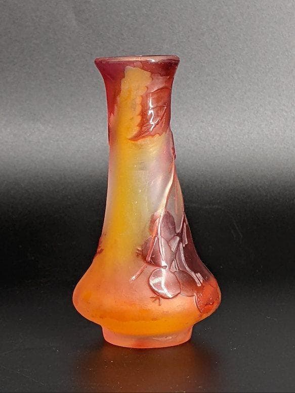 ◆スターガレ ミニアチュール花瓶/多層被せガラスカメオ彫りEmile Galle