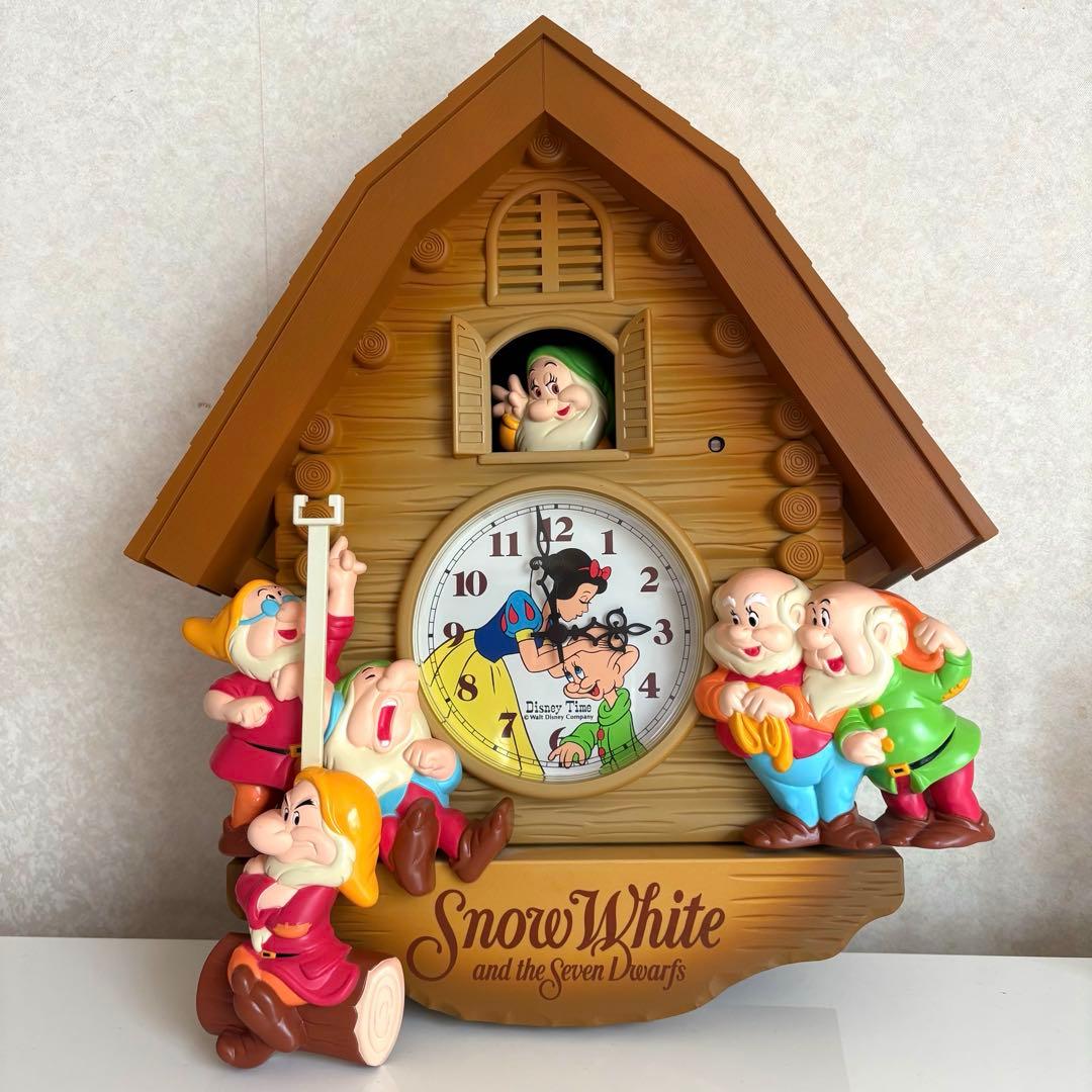 【レア】ディズニータイム 掛け時計 七人のこびと白雪姫 壁掛け 振り子 時計