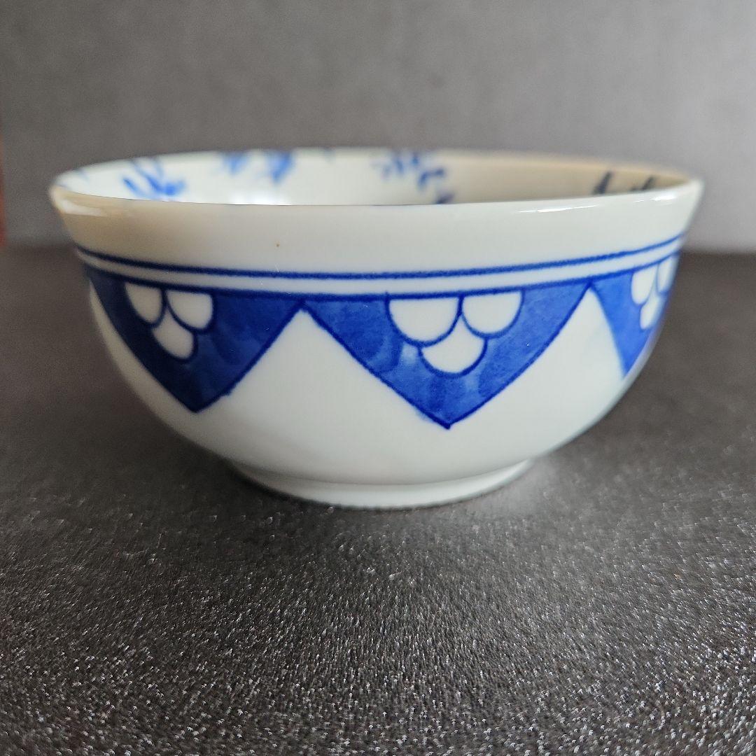 染付け海老と水藻文の小鉢