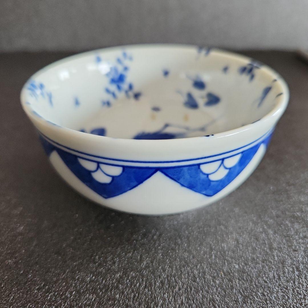 染付け海老と水藻文の小鉢