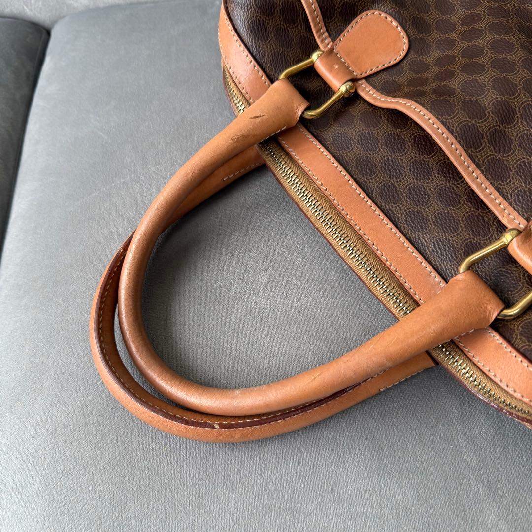 セリーヌ マカダム ハンドバッグ ミニボストンバッグ PVC レザー ブラウン