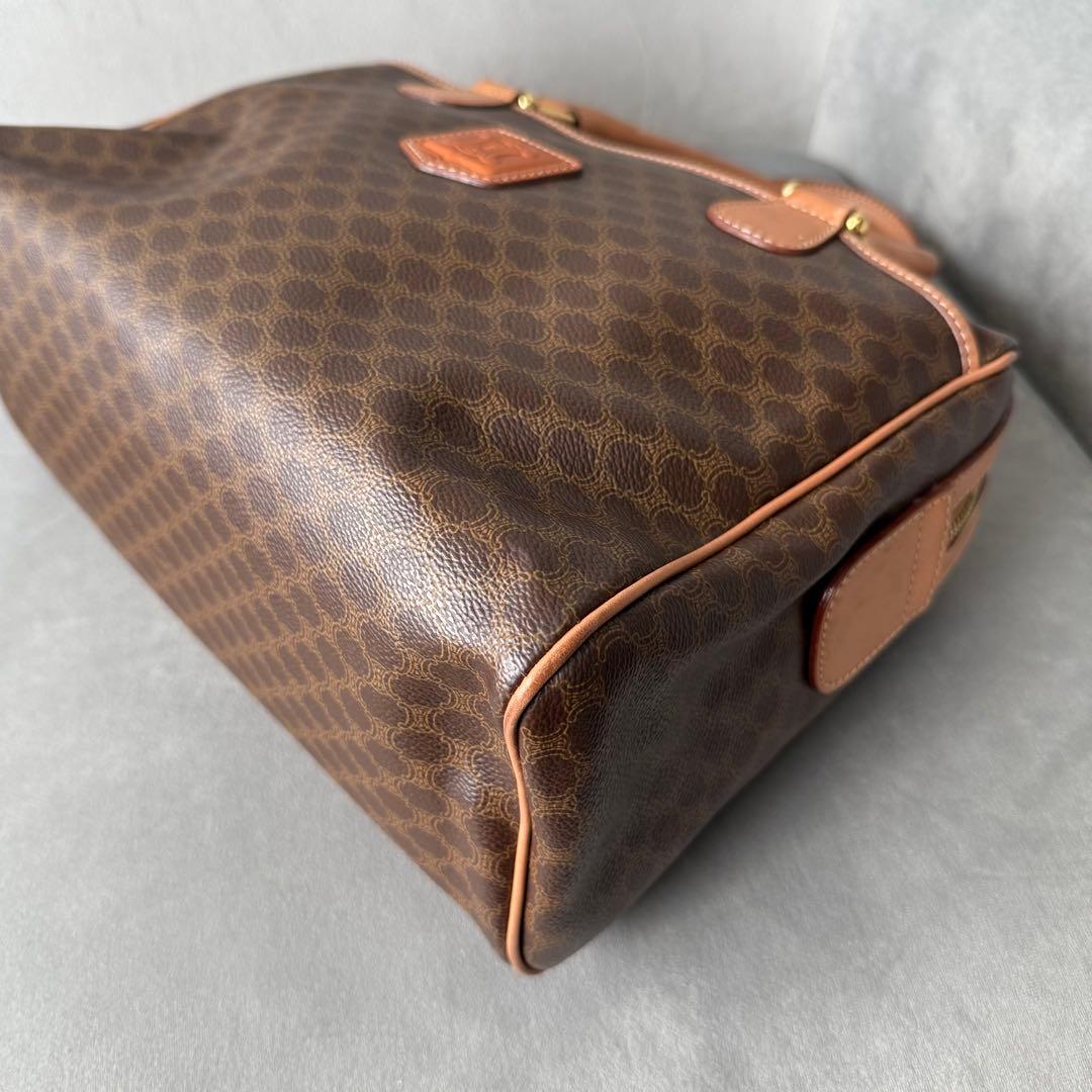 セリーヌ マカダム ハンドバッグ ミニボストンバッグ PVC レザー ブラウン