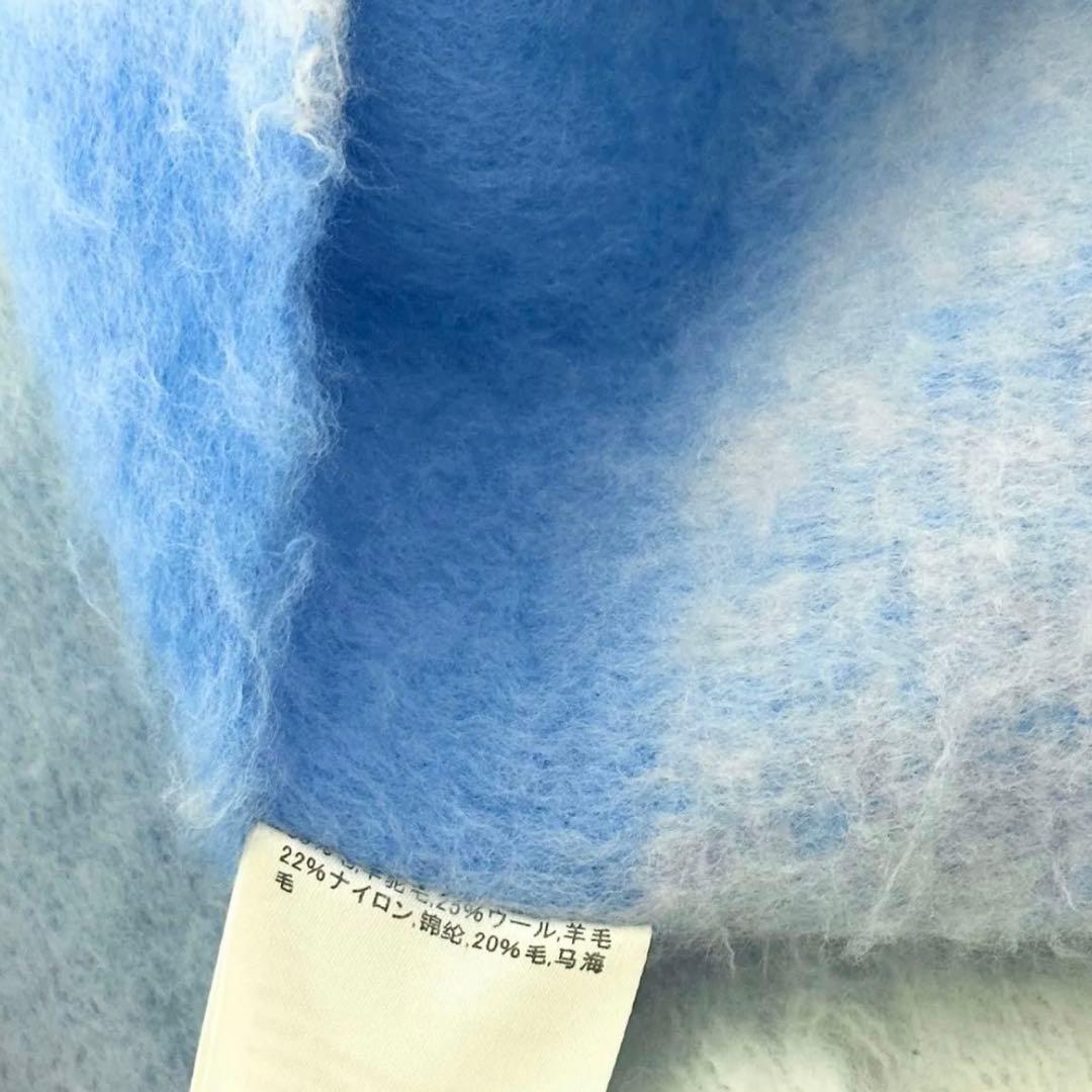 Acne Studios モヘアチェックスカーフ マフラー 水色 ライトブルー