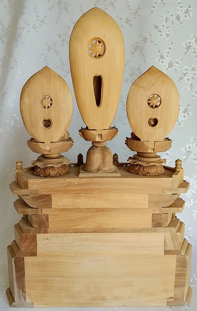 三宝尊 [中#83] 題目宝塔 釈迦如来坐像 多宝如来坐像 ◆白檀 木彫 仏像