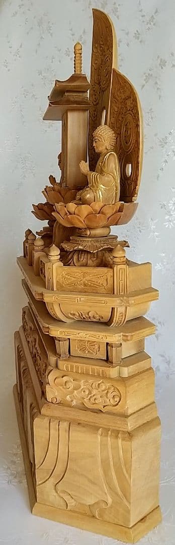 三宝尊 [中#83] 題目宝塔 釈迦如来坐像 多宝如来坐像 ◆白檀 木彫 仏像