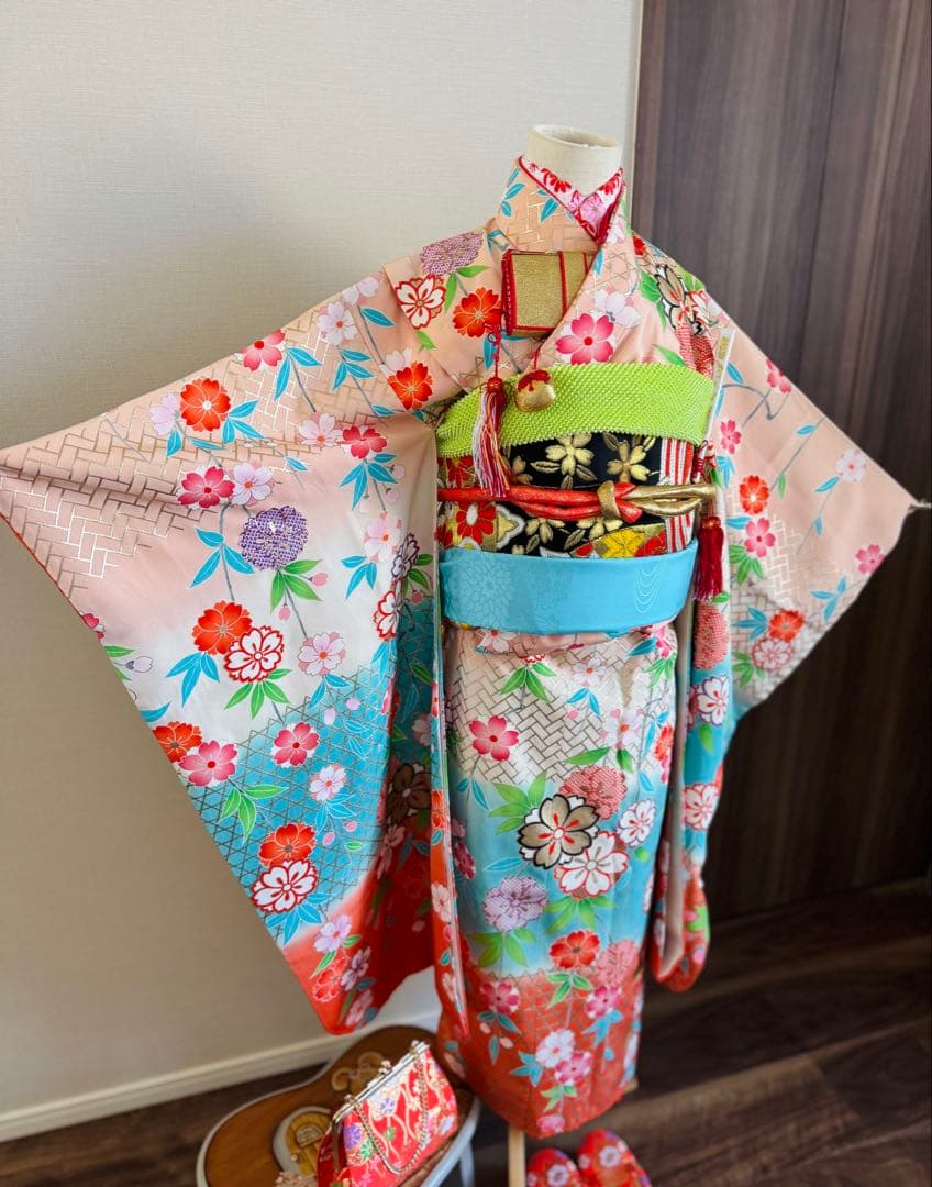 専用です★正絹　枝垂れ桜の華やかな7歳着物フルセット